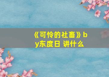 《可怜的社畜》by东度日 讲什么